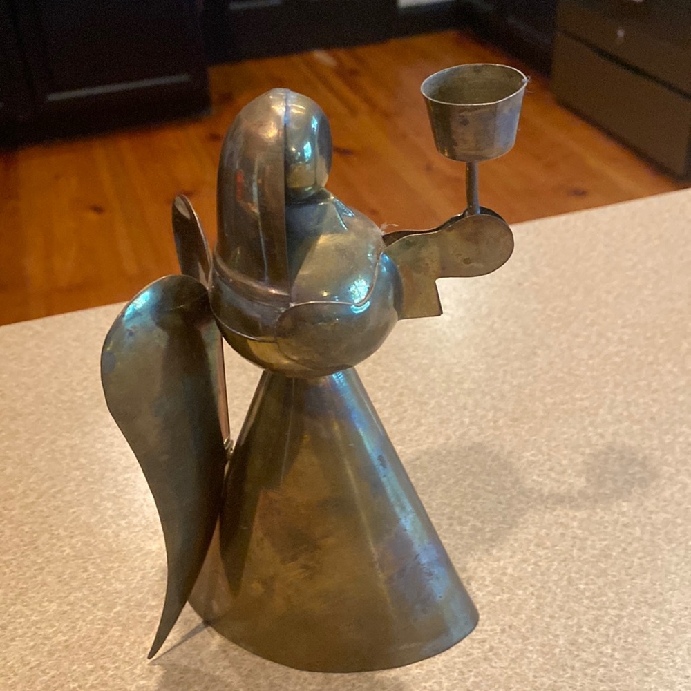 Vintage Brass Angel Candle Holder